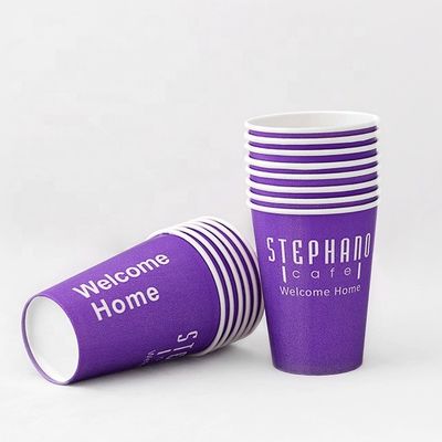 สีม่วง พลาสติกฟรี กระป๋องกระดาษผนังเดียว 24oz 675ml กระป๋องกาแฟกระดาษ 90mm