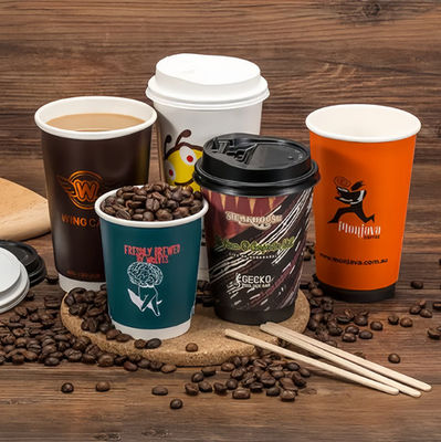 ถ้วยกระดาษกระดาษสองผนังกลม 20oz 610ml ถ้วยกาแฟคอมโพสต์ตามสั่ง