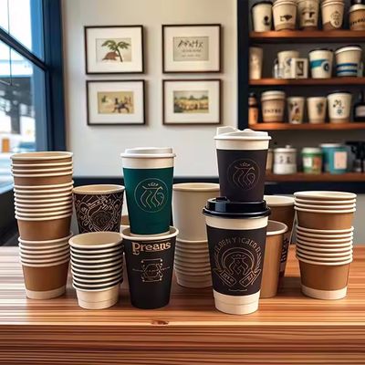 FSC Double Wall ถ้วยกาแฟใช้ครั้งเดียว 22oz Eco Friendly Paper Cup 630cc